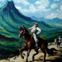 伦勃朗油画《山腰老鼠骑马》